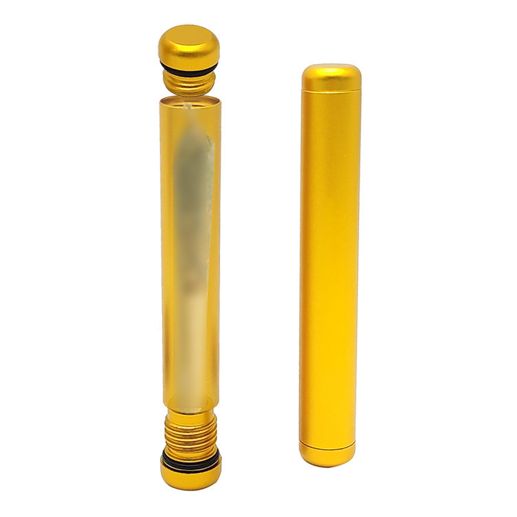 Metal Tube Container Waterproof Storage Tube Holder gold