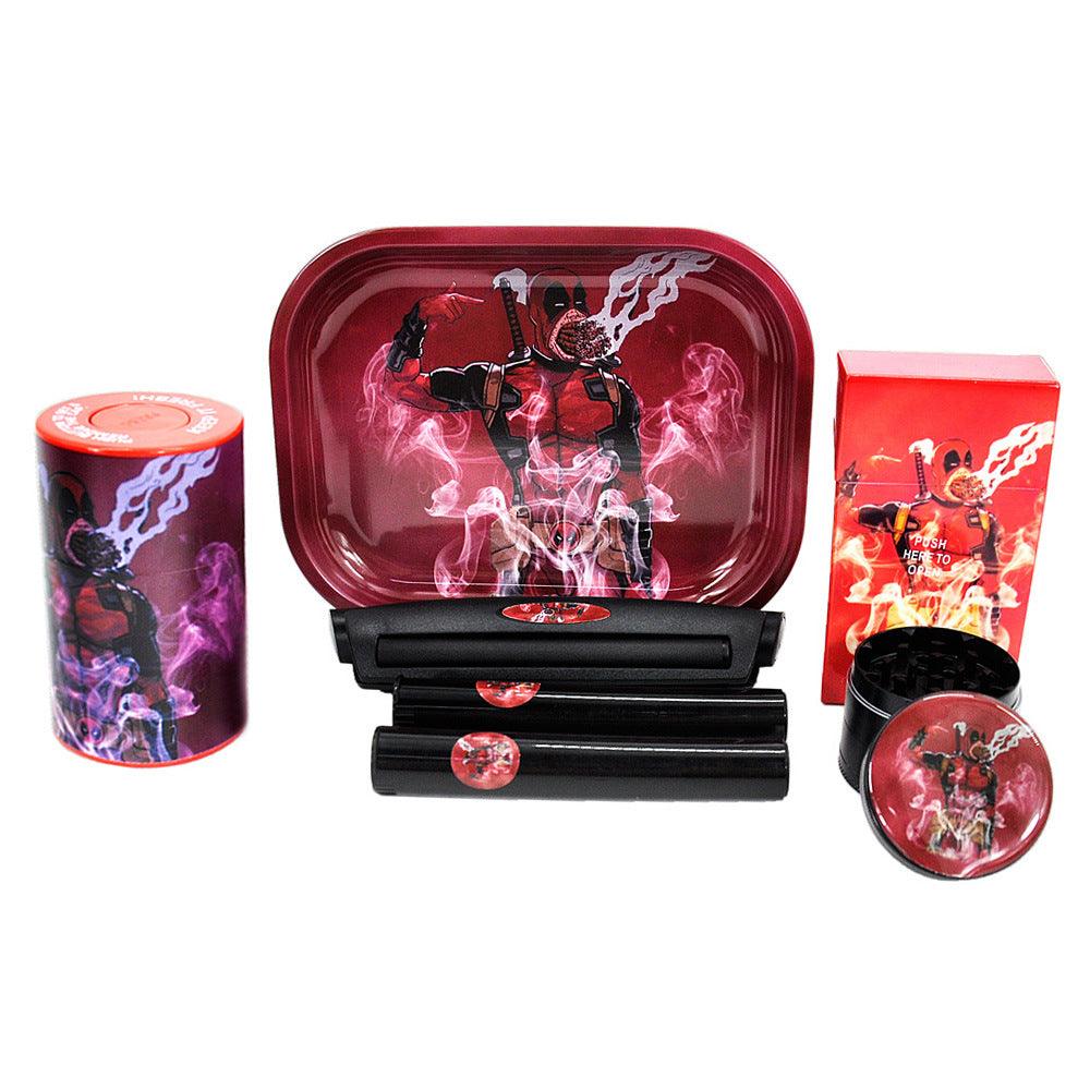 8 Pieces Metal Tobacco Kit Rolling Tray Plastic Herb Container Zinc Alloy Smoking Accessories - Puffingmaster