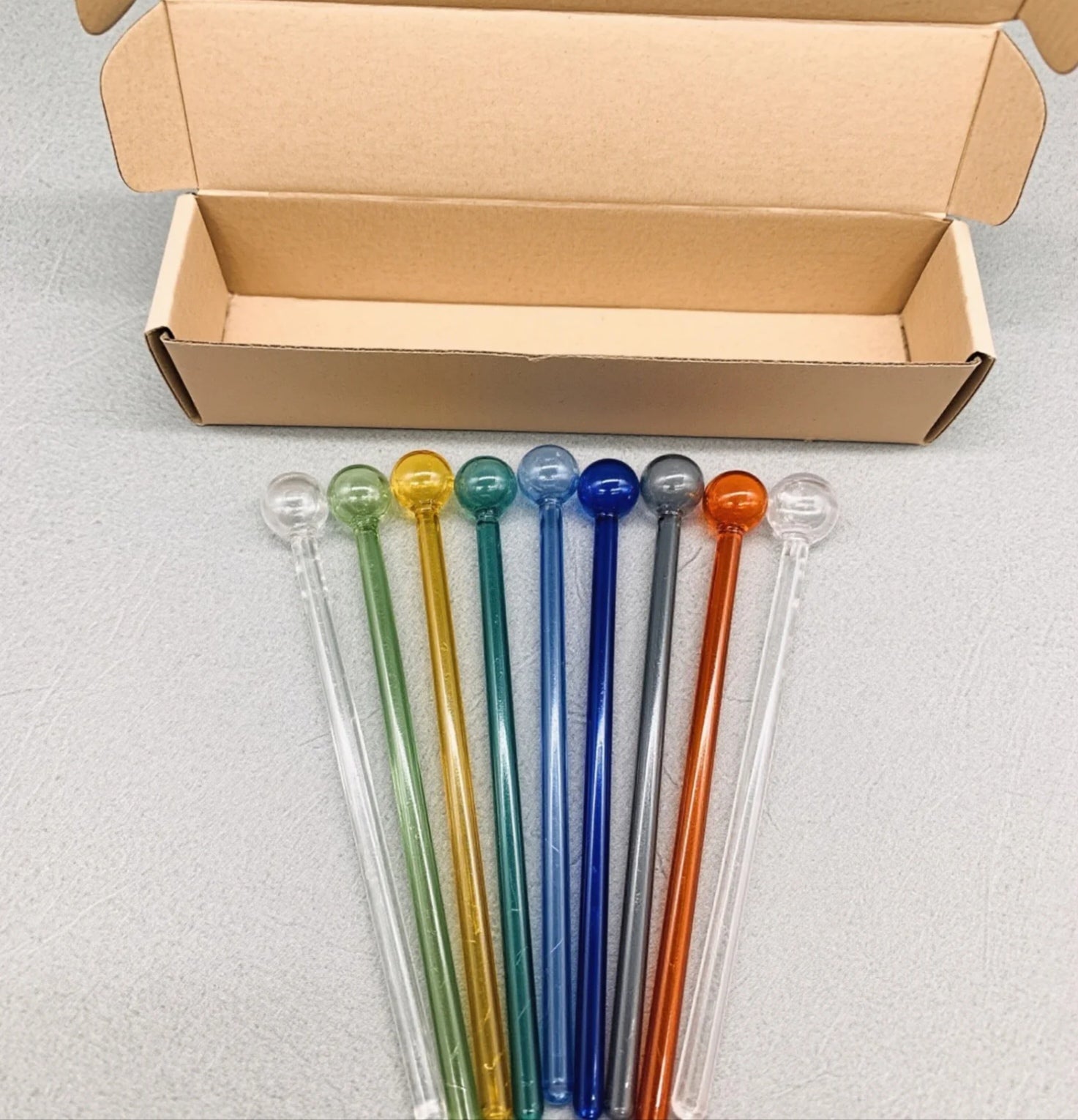 Colorful Pyrex Glass Oil Burner Pipes with box