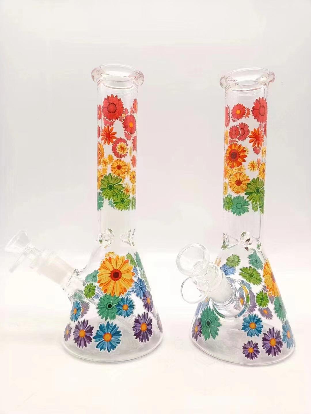 Daisy Glass Bong Smoking Water Pipe Beaker Base Thick Glass Bong Portable - Puffingmaster