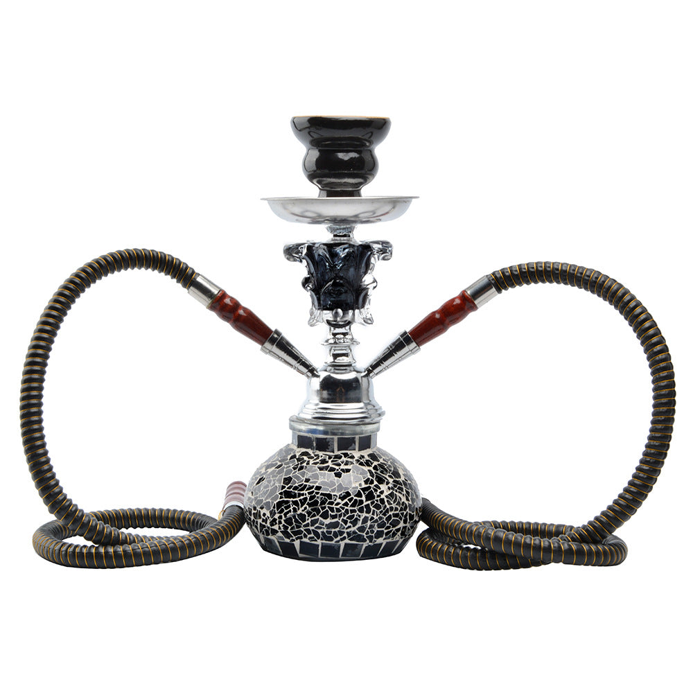 Double Hose Hookah Shisha Set Narguile Glass Vase Ceramic Bowl