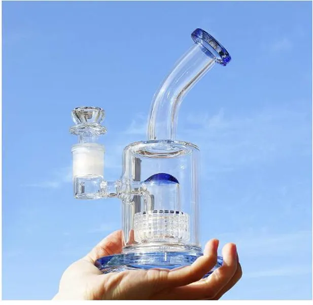 glass dab rig blue with bowl