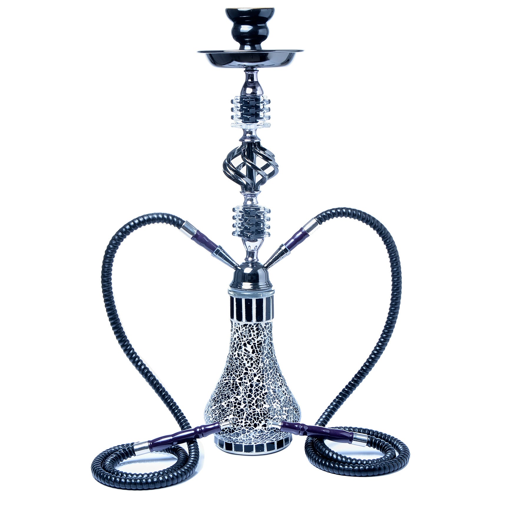 Arabic Double Hose Hookah Set Shisha Narguile with Glass Vase