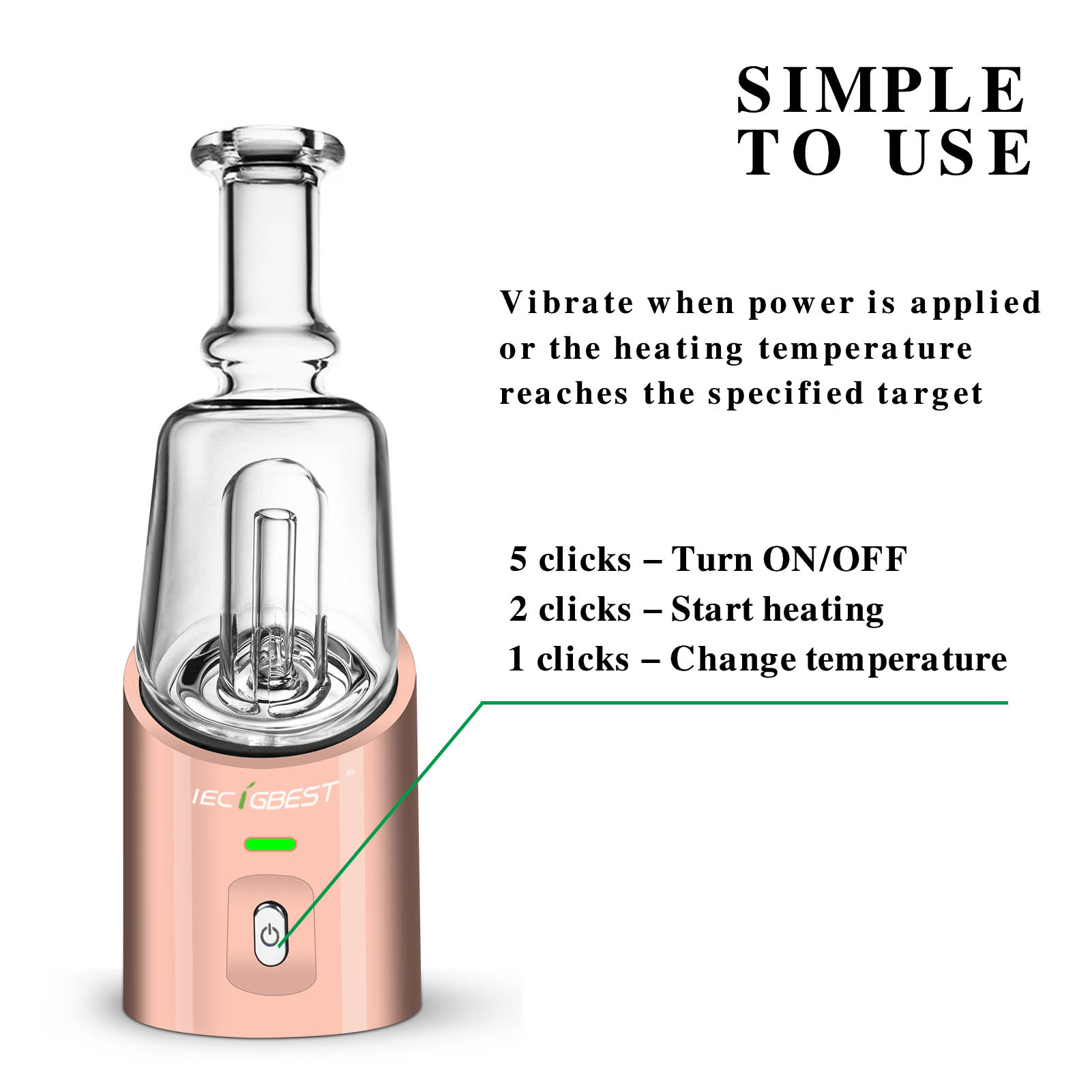 IECIGBEST TOP 3 In 1 Electric Dab Rig rose gold with specifications