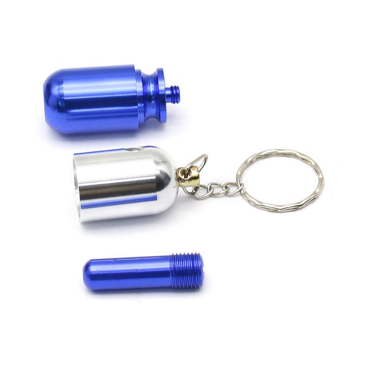 Pill Shape Mini Keychain Metal Smoking Pipe blue