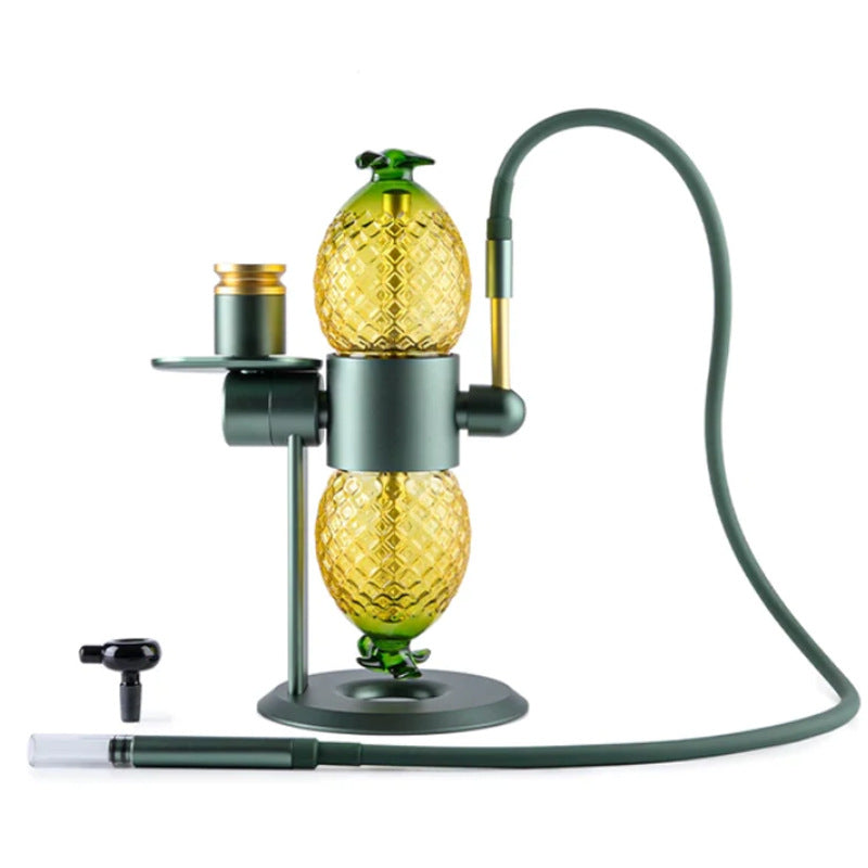 pineapple gravity bong 360° rotating glass hookah dark green