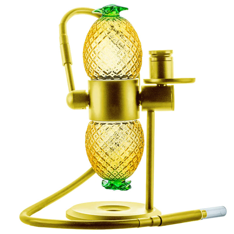 pineapple gravity bong 360° rotating glass hookah gold