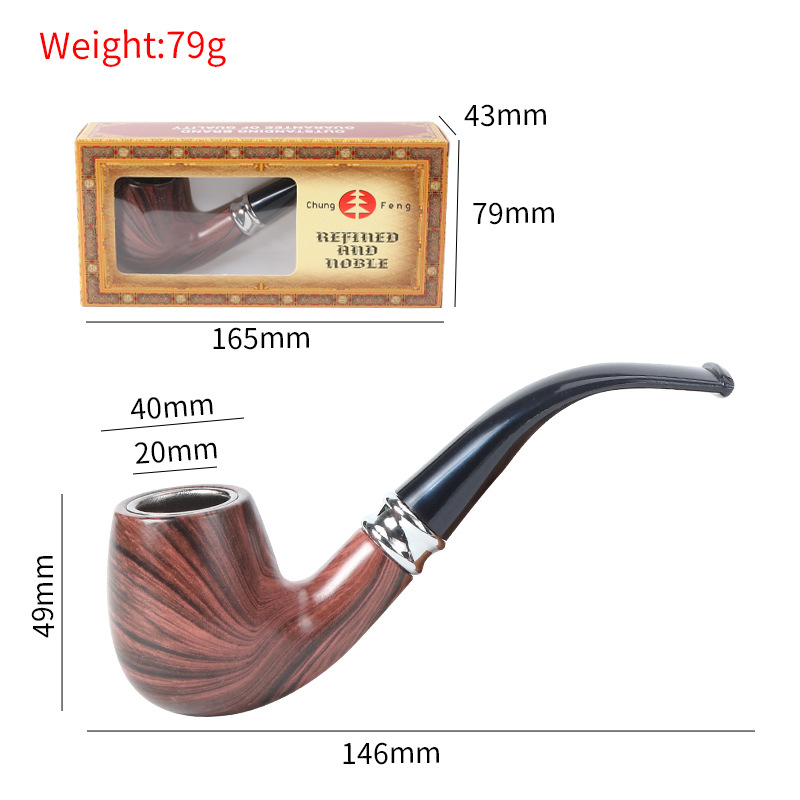 Pipa de color de madera hecha a mano | Juego de fumar de madera de grano de nogal de tubo curvo de filtro portátil ligero