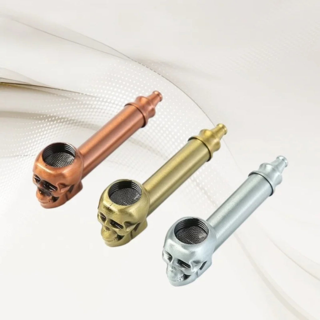 Pipa de metal con cabeza de fantasma | Juego de fumar portátil lavable de bronce y cobre