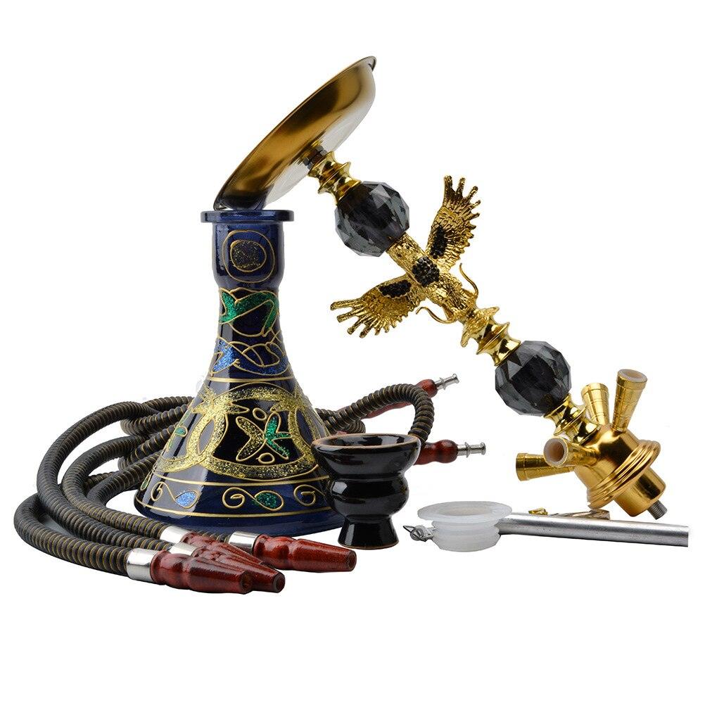 Arab Eagle Shape Glass Metal Ceramic Hookah Set | Narguile Completo 4 Hoses Bar Shisha Set | Water Pipe Cachimba Nargile Sheesha Narguile Chicha - Puffingmaster