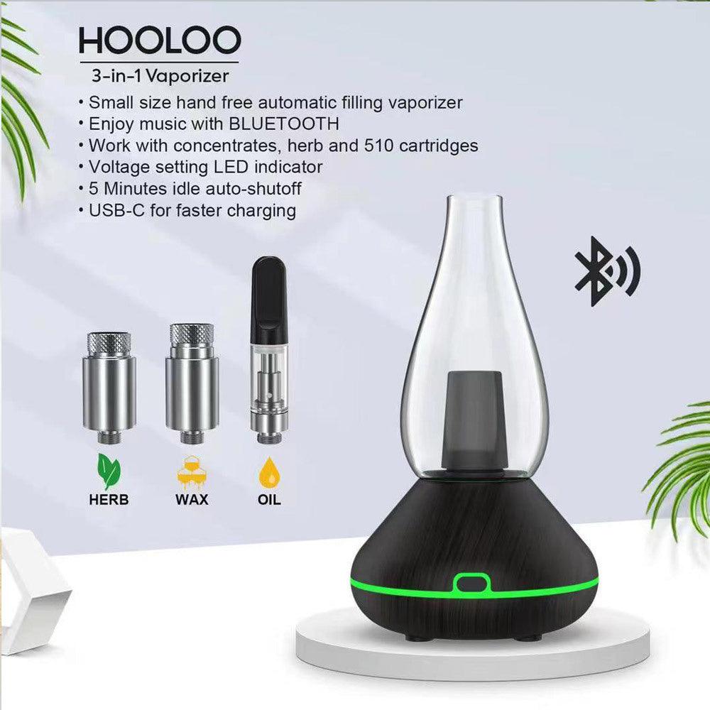 hooloo erig vaporizer black with bluetooth dry herb wax atomizers and 510 cartridge