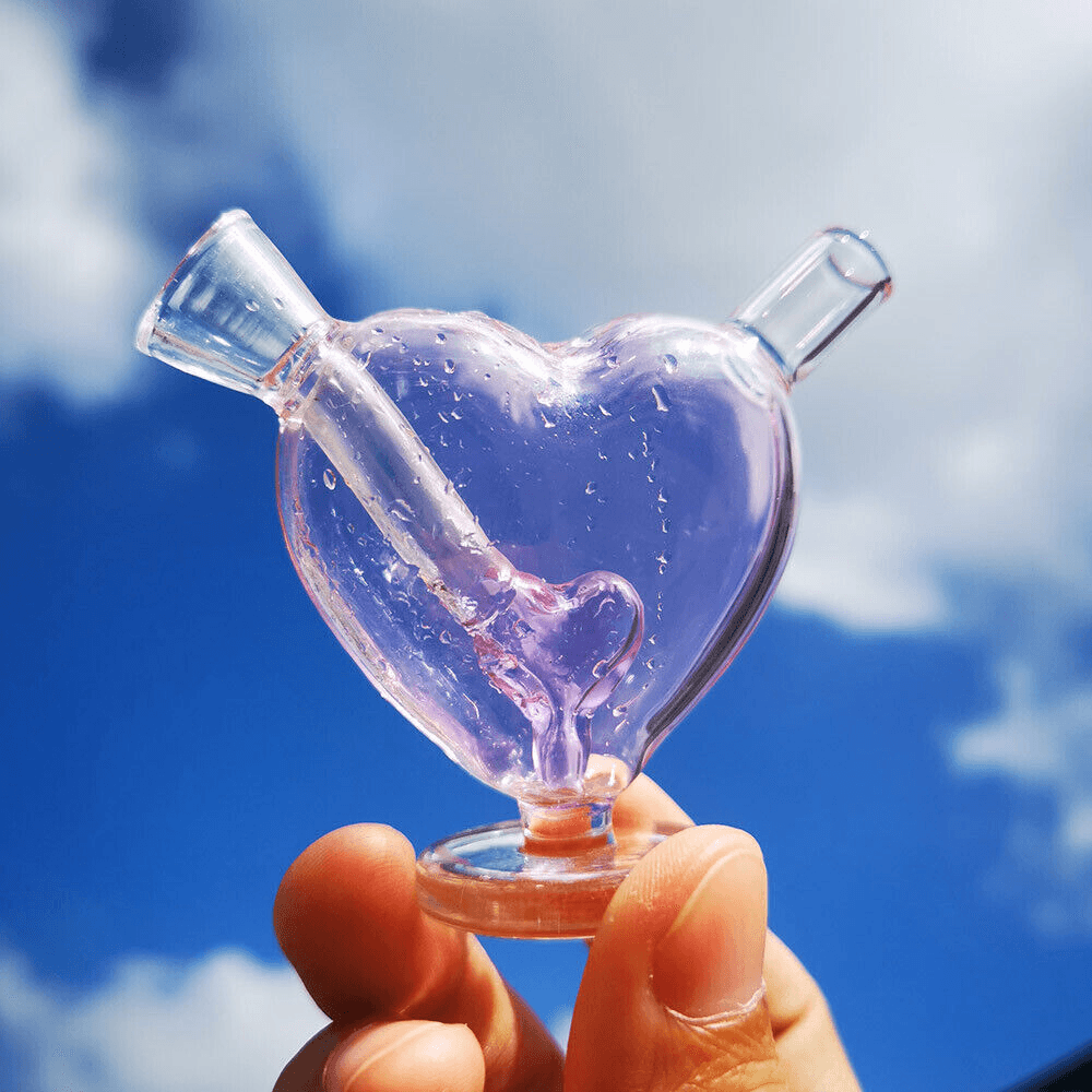 Heart-shaped Glass Joint Bubbler pink purple