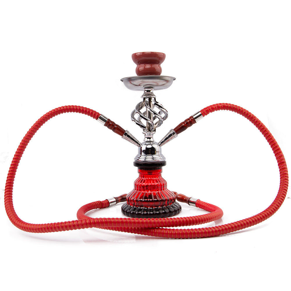 Arab Double Hose Twist Ball Narguile Glass Shisha Hookah Set
