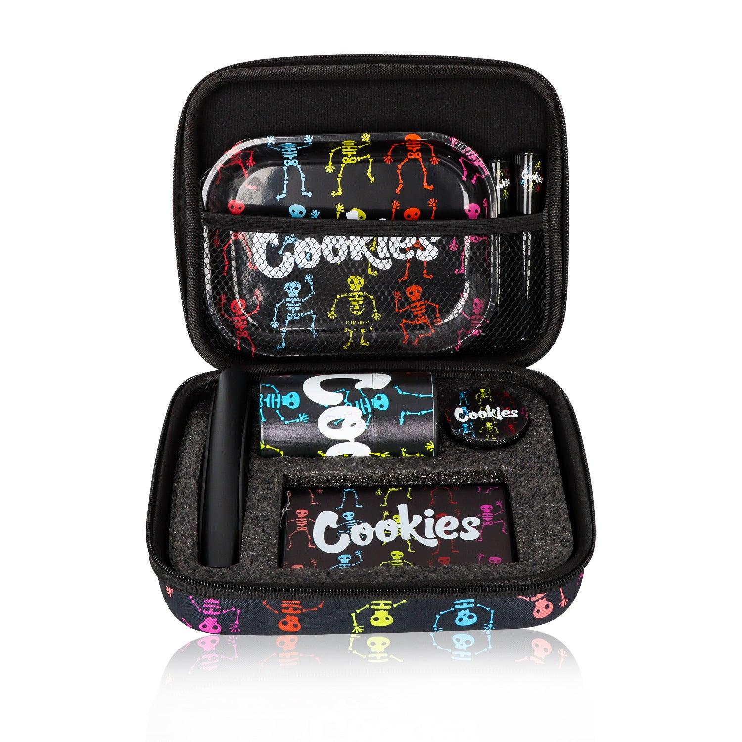 Cookies Rolling Tray Set Case 8 Pieces Grinder with Tobacco Bag Smoking Accessories - Puffingmaster