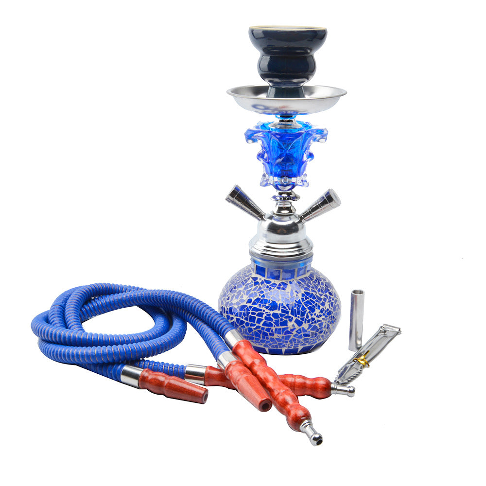Double Hose Hookah Shisha Set Narguile Glass Vase Ceramic Bowl