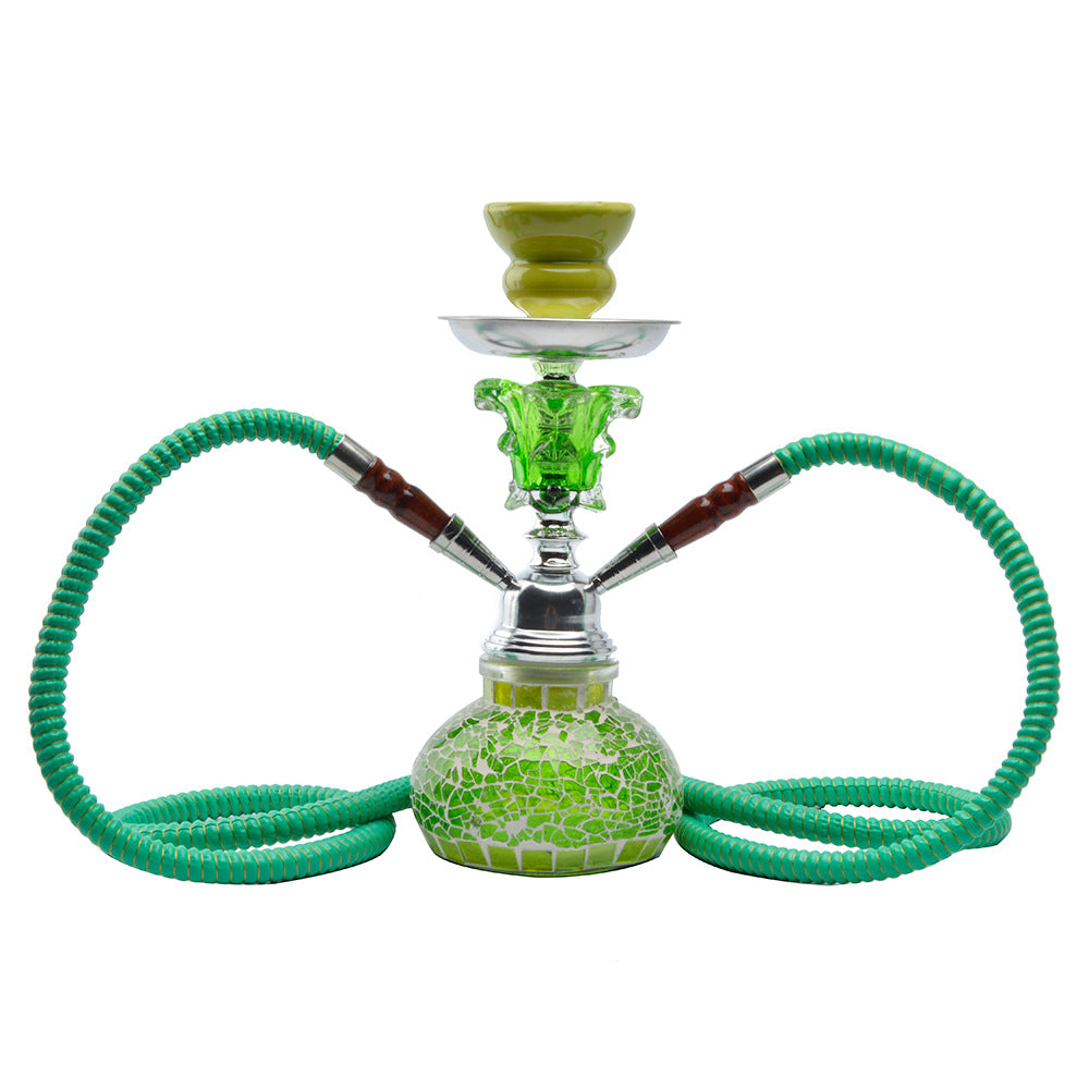 Double Hose Hookah Shisha Set Narguile Glass Vase Ceramic Bowl