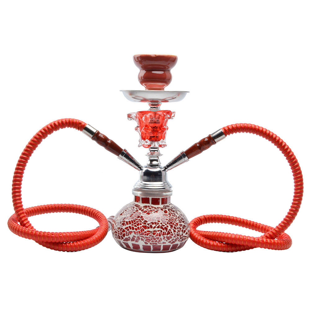 Double Hose Hookah Shisha Set Narguile Glass Vase Ceramic Bowl