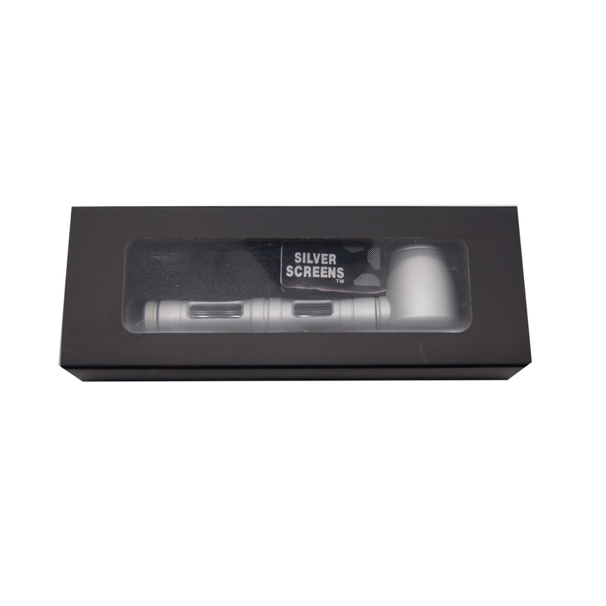 glass metal pipe silver with box
