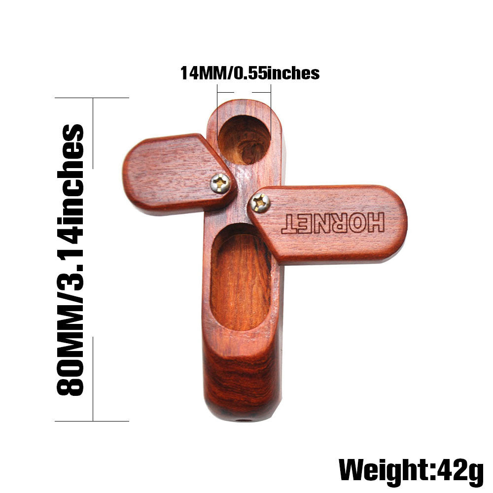 Hornet Wooden Smoking Pipe Rotating with Tobacco Storage Box