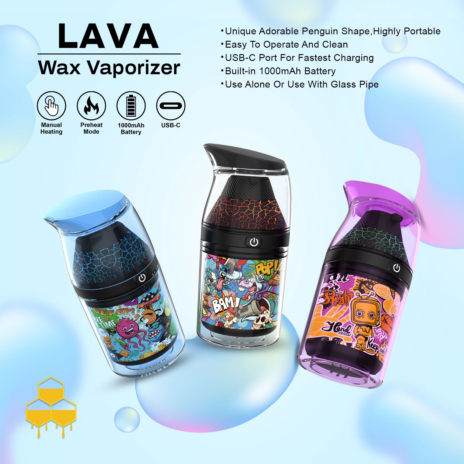 LAVA Wax Vaporizer with specifications