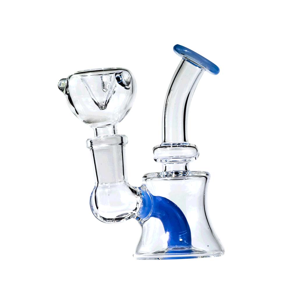 Mini plate-forme de tamponnage en verre | Pipe à eau portative avec bol à quartz de 14 mm