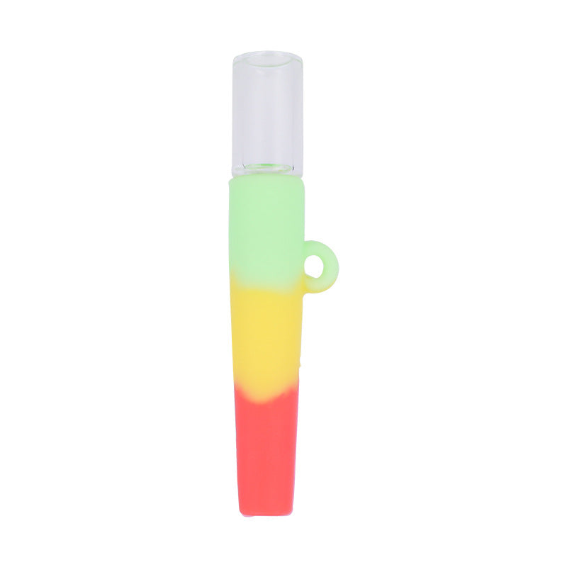 Smoke Herb Silicone Pipe Glass Filters Tips Mini Tobacco Hand Pipe