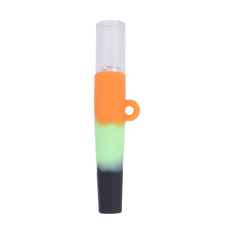 Smoke Herb Silicone Pipe Glass Filters Tips Mini Tobacco Hand Pipe