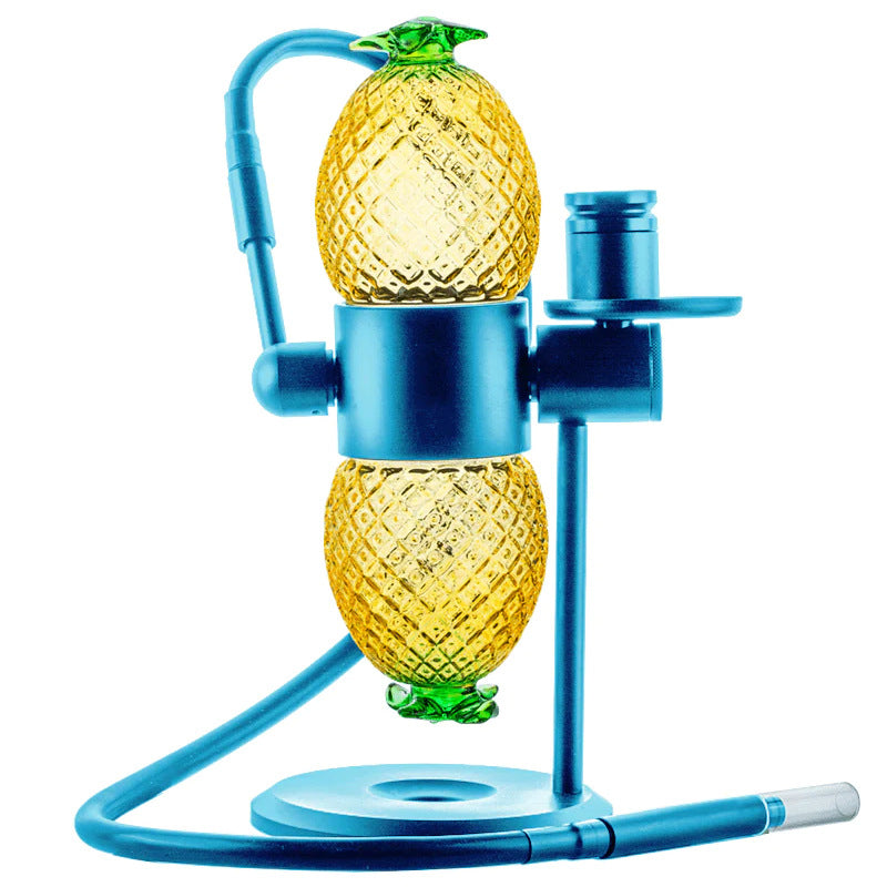 pineapple gravity bong 360° rotating glass hookah blue