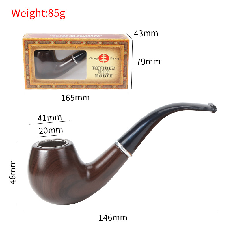 Pipa de color de madera hecha a mano | Juego de fumar de madera de grano de nogal de tubo curvo de filtro portátil ligero
