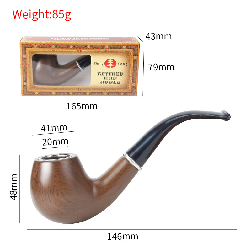 Pipa de color de madera hecha a mano | Juego de fumar de madera de grano de nogal de tubo curvo de filtro portátil ligero