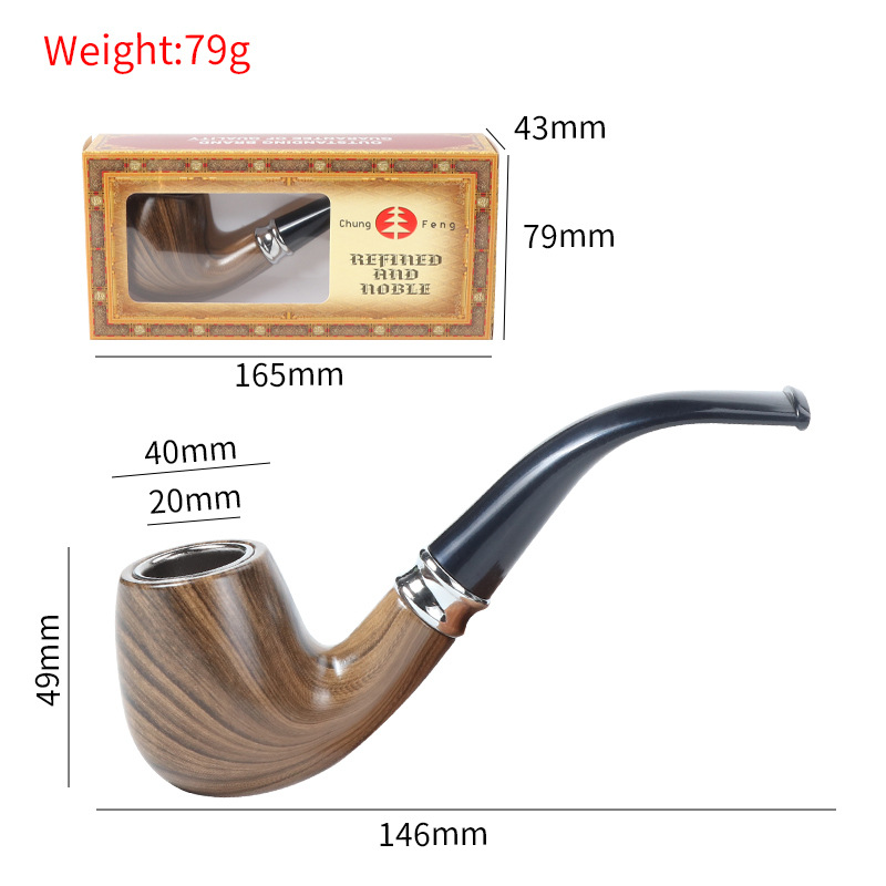 Pipa de color de madera hecha a mano | Juego de fumar de madera de grano de nogal de tubo curvo de filtro portátil ligero