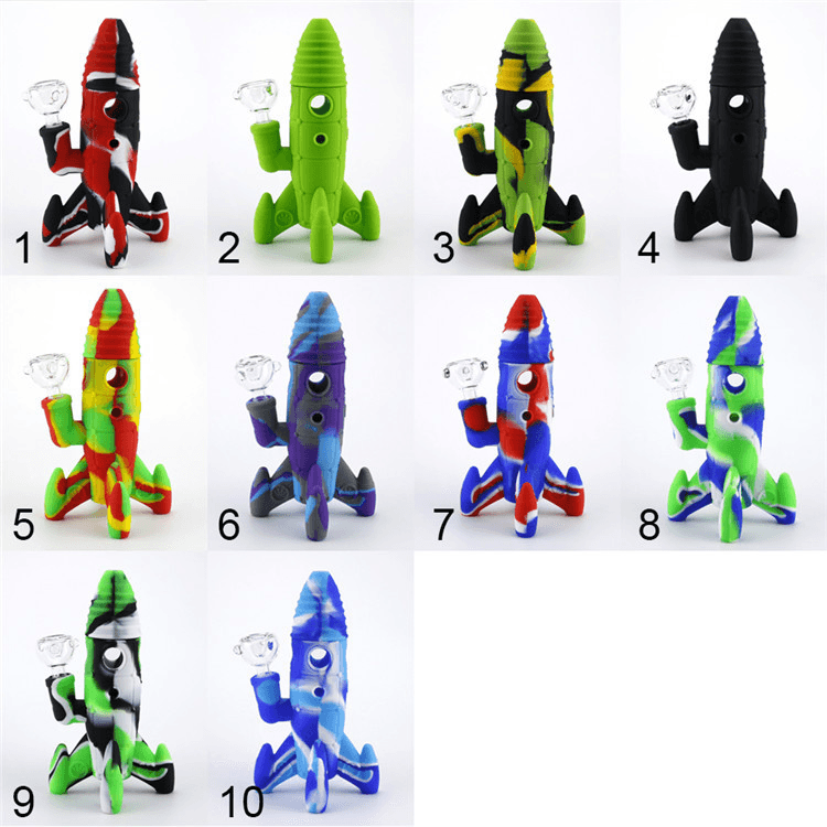 Rocket Silicone Bong 7.7" Glass Water Pipe Smoking Accessories - Puffingmaster