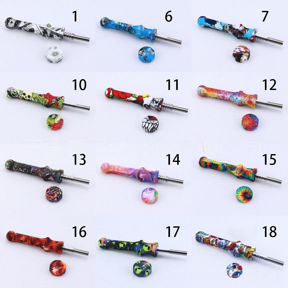 Silicone Nectar Collector with Titanium Nail | Multi-color Honey Straw Portable Lightweight - Puffingmaster