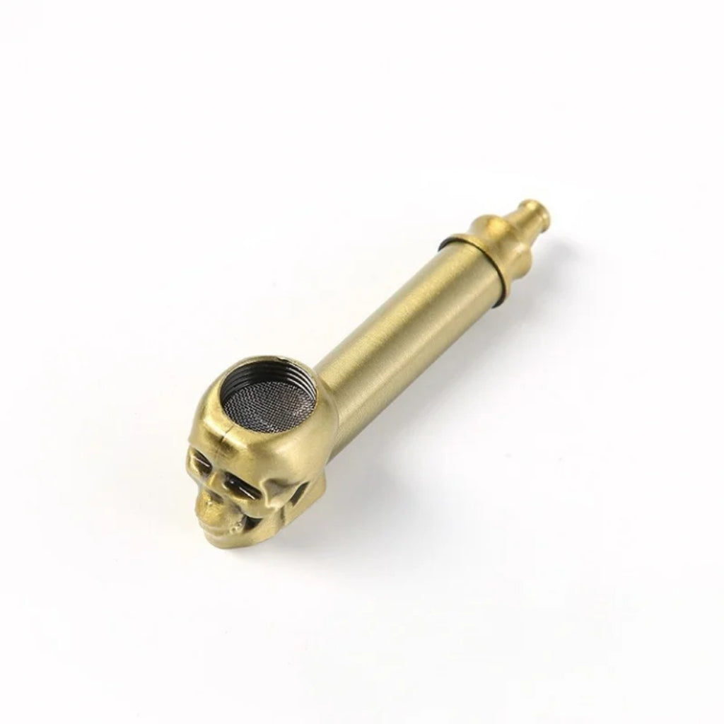 Pipa de metal con cabeza de fantasma | Juego de fumar portátil lavable de bronce y cobre