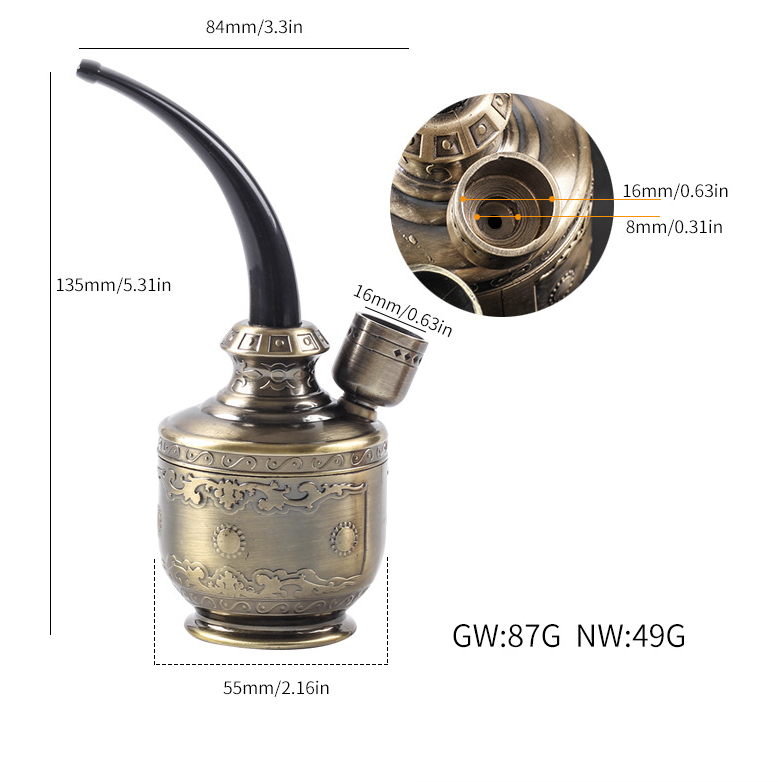 water smoking pipe with size