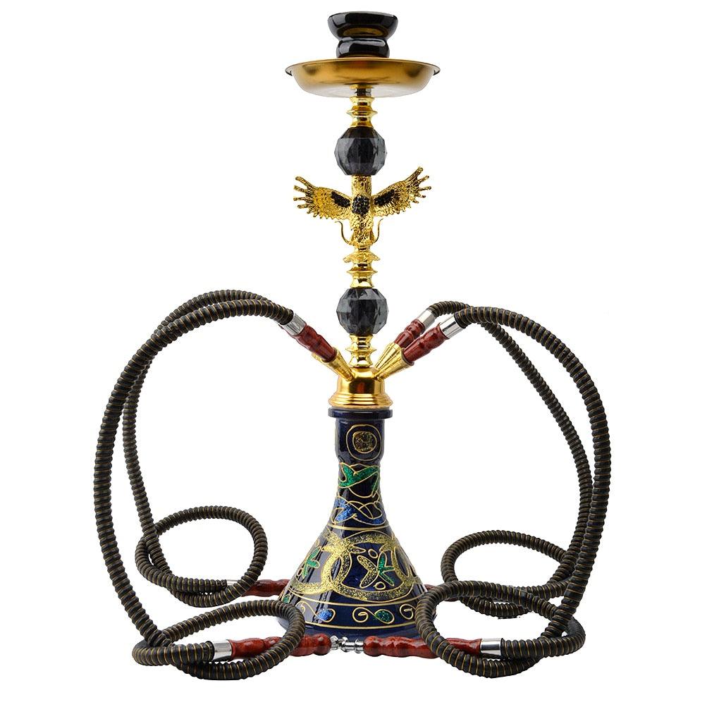 Arab Eagle Shape Glass Metal Ceramic Hookah Set | Narguile Completo 4 Hoses Bar Shisha Set | Water Pipe Cachimba Nargile Sheesha Narguile Chicha - Puffingmaster