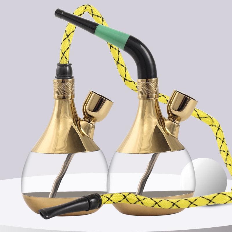Hookah Metal Plastic Full Set | Double Filter Shisha Set | Old-fashioned Water Pipes Lightweight Portable Detachable - Puffingmaster