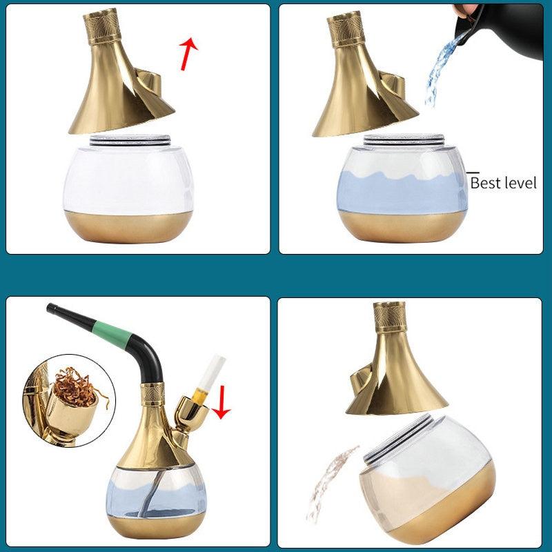 Hookah Metal Plastic Full Set | Double Filter Shisha Set | Old-fashioned Water Pipes Lightweight Portable Detachable - Puffingmaster