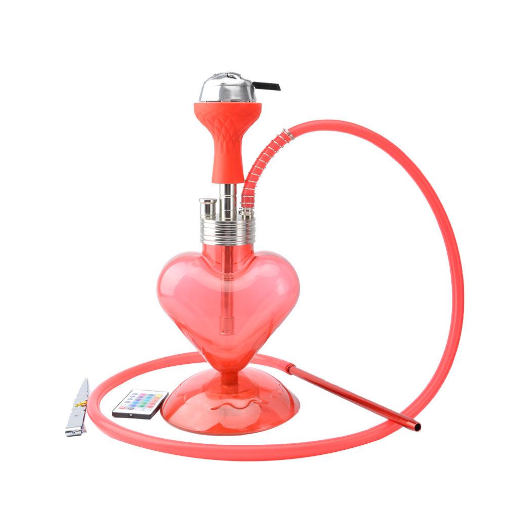 LED Love Shape Hookah Shisha Set | Acrylic Water Pipe Cachimba Nargile Sheesha Narguile Chicha for Bar Party Home - Puffingmaster