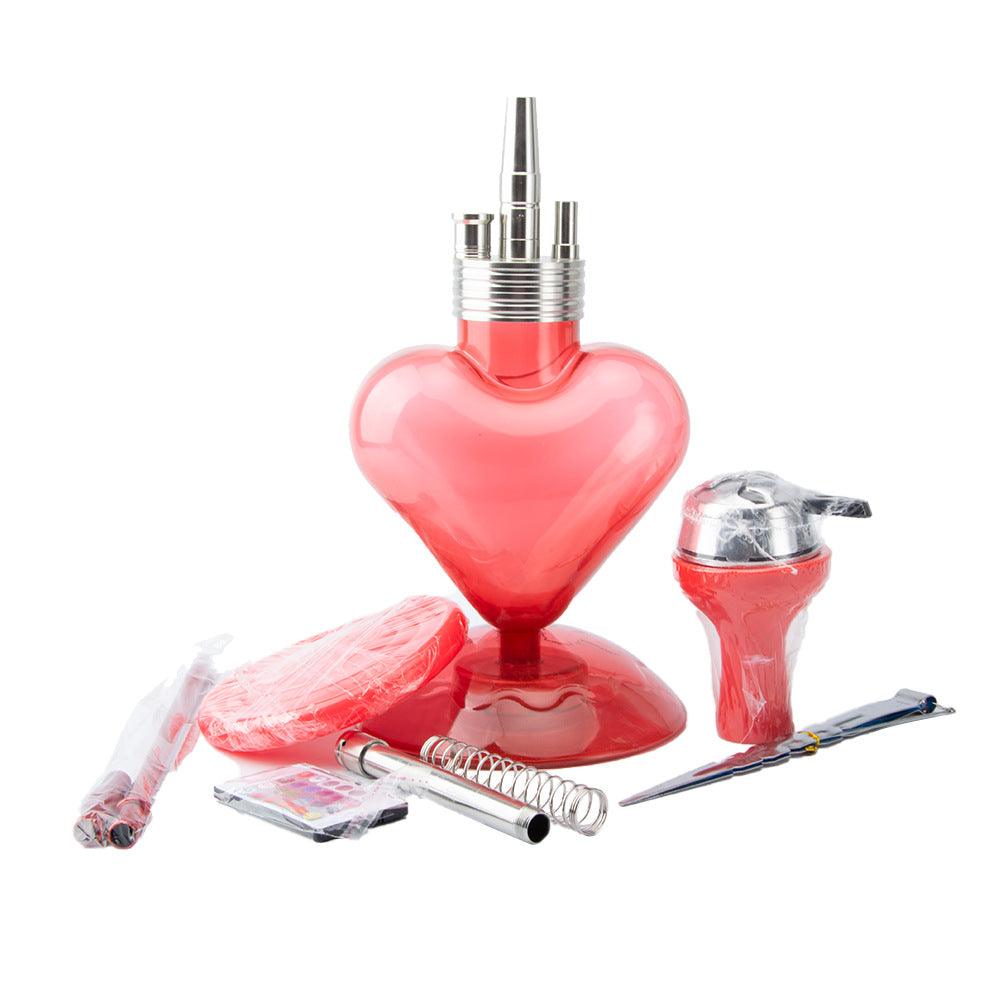 LED Love Shape Hookah Shisha Set | Acrylic Water Pipe Cachimba Nargile Sheesha Narguile Chicha for Bar Party Home - Puffingmaster