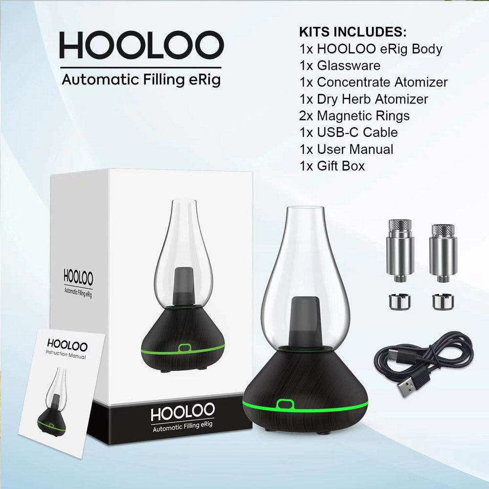 hooloo erig vaporizer black with wax dry herb atomizers & usb cable & box