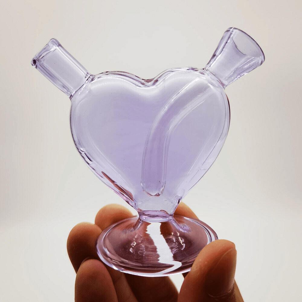 Heart-shaped Glass Joint Bubbler purple