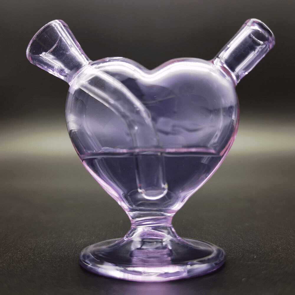 Heart-shaped Glass Joint Bubbler purple